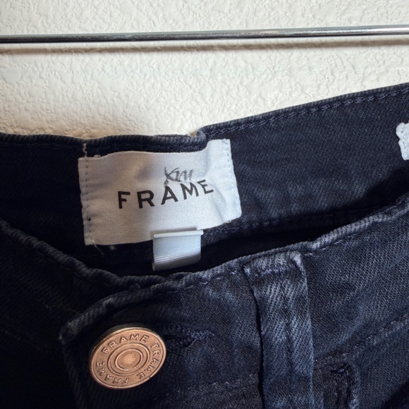 Frame Le Sylvie Slender Straight Jeans In Plymouth Gray Black Wash SIZE 28 - Picture 7 of 13